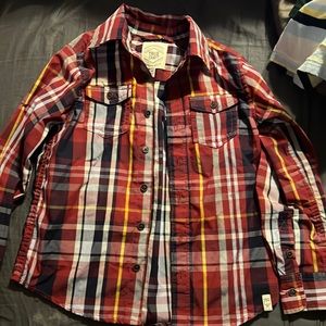 TRUE CRAFT BOYS SIZE 4 plaid red white yellow blue long sleeve shirt